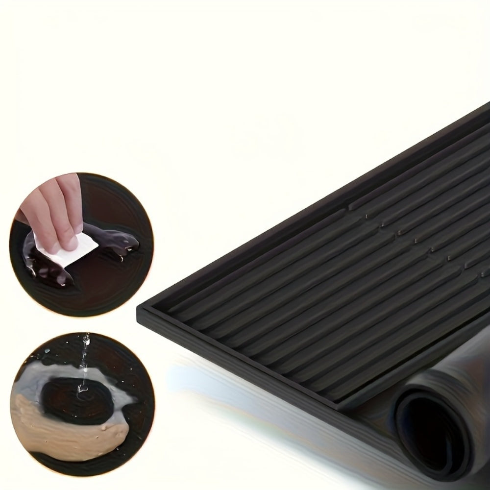 Silicone Coffee Bar Mat with Drainage Grooves