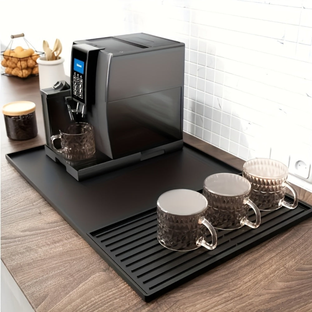 Silicone Coffee Bar Mat with Drainage Grooves