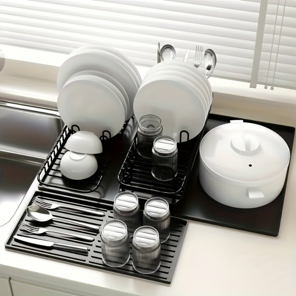 Silicone Coffee Bar Mat with Drainage Grooves