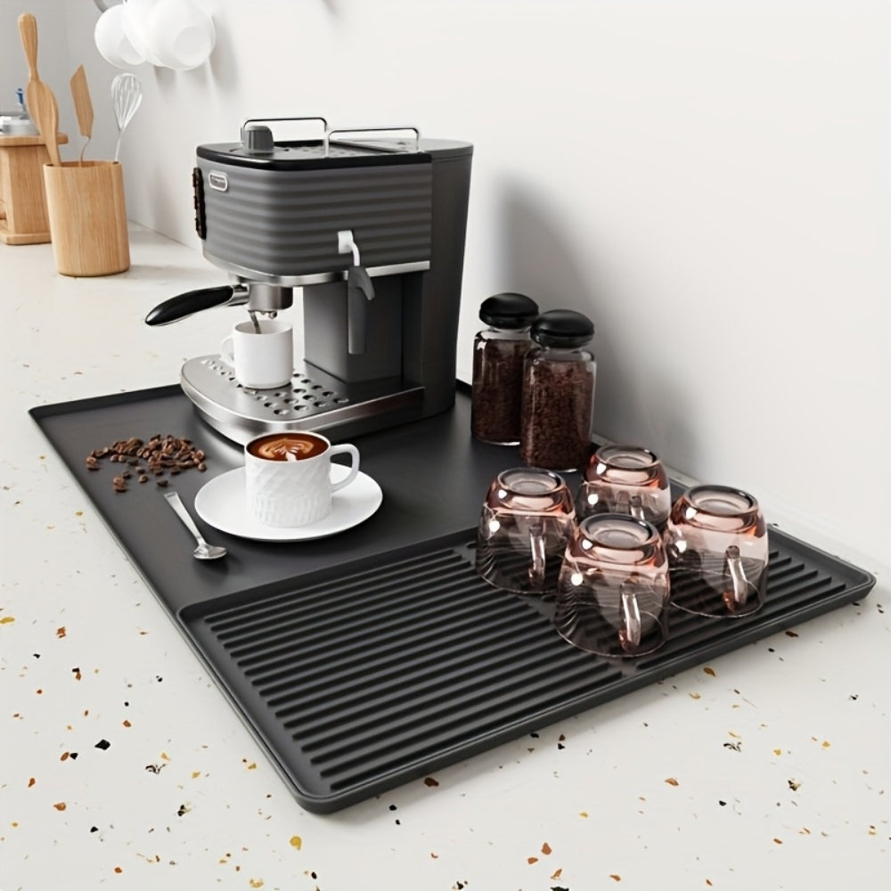 Silicone Coffee Bar Mat with Drainage Grooves
