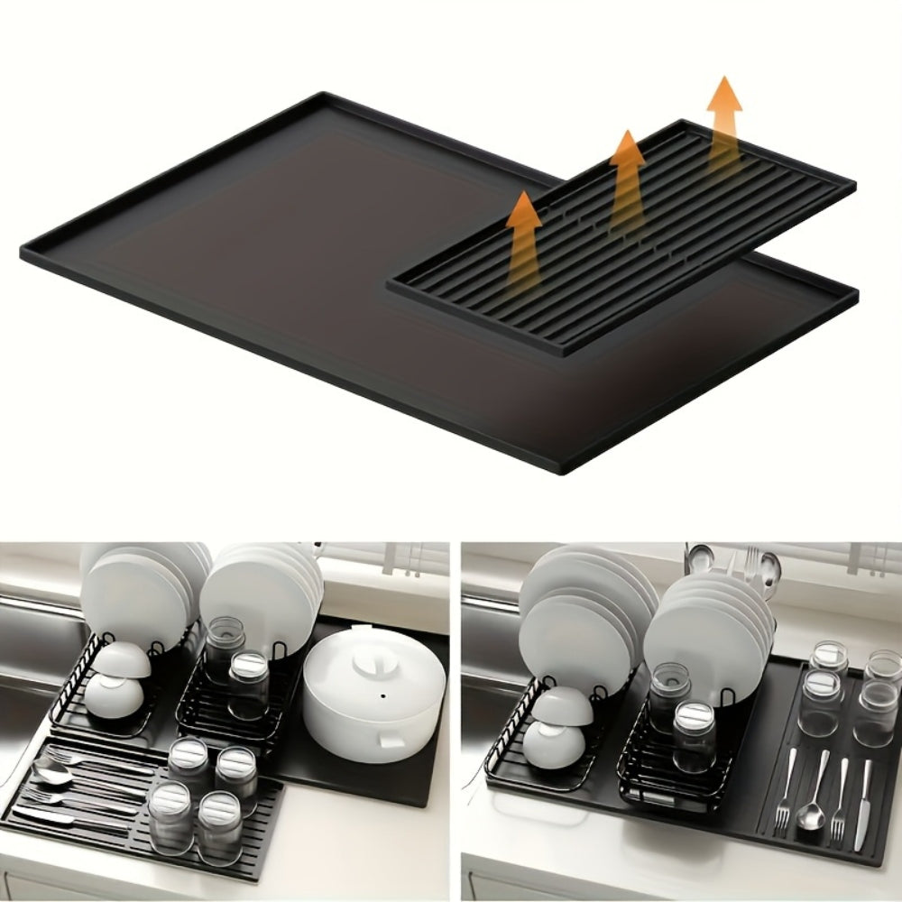 Silicone Coffee Bar Mat with Drainage Grooves