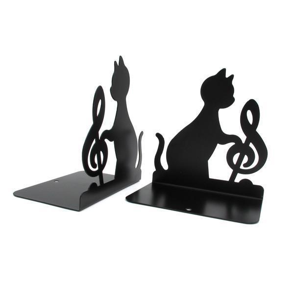 Cat-Themed Metal Bookends with Non-Slip Base