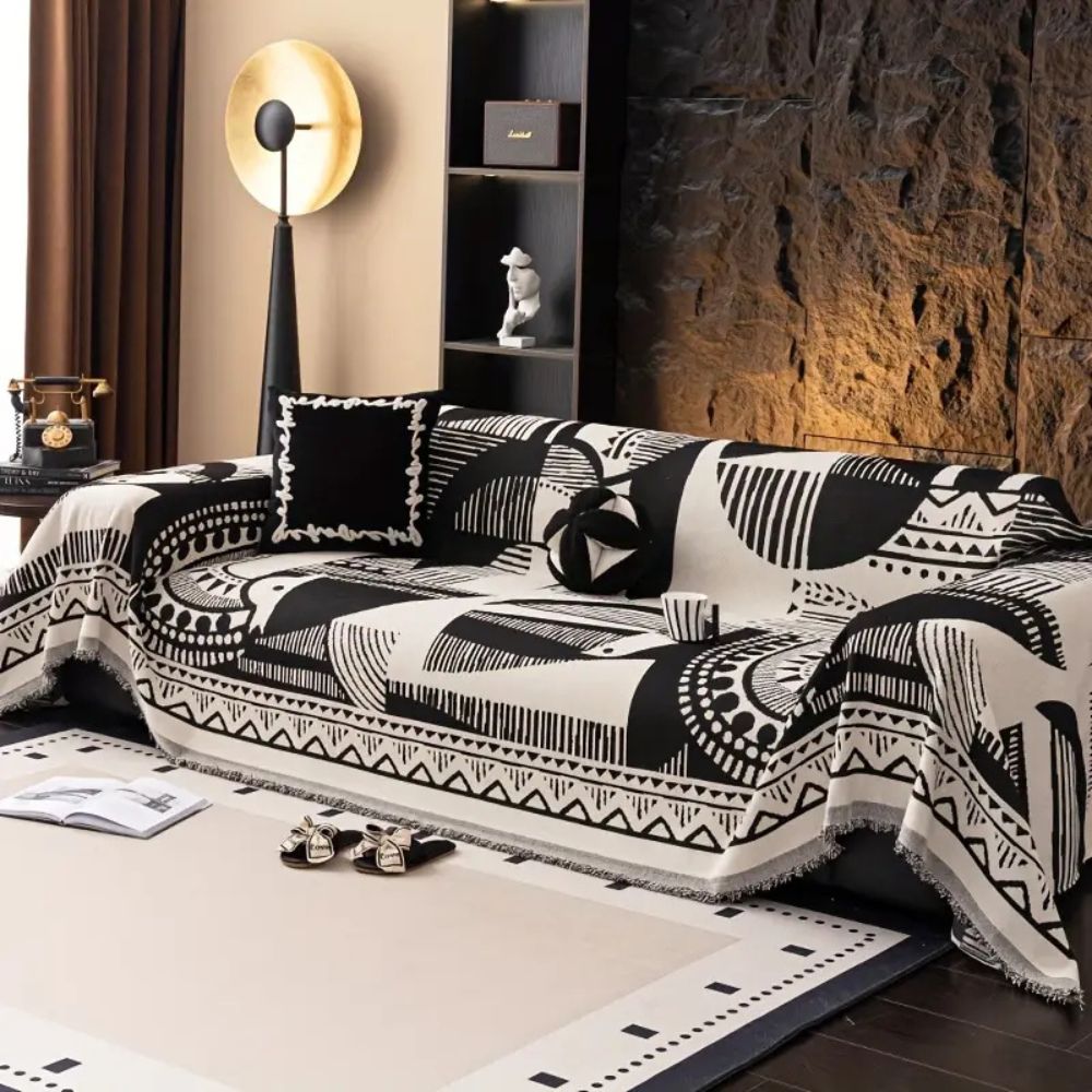 Chenille Mystic Lines Pattern Sofa Cover