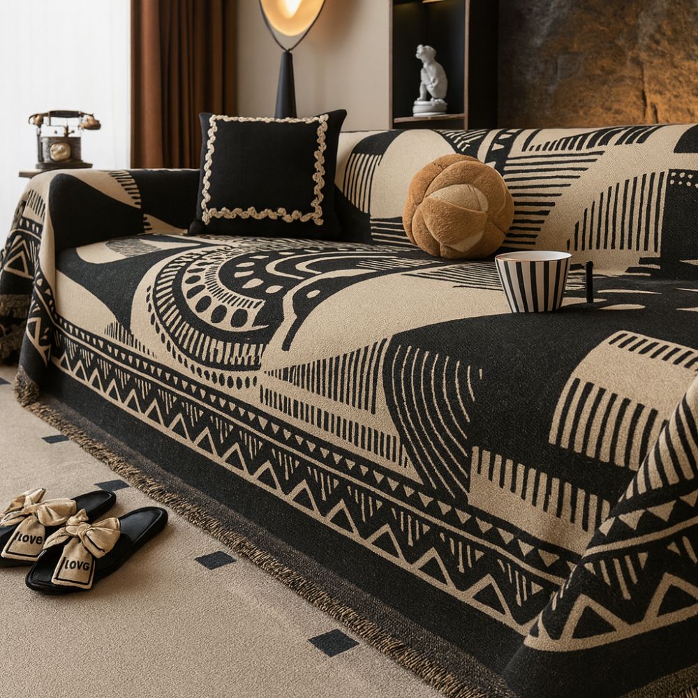 Chenille Mystic Lines Pattern Sofa Cover