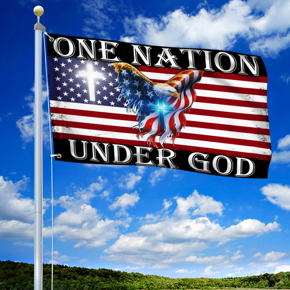 One Nation Under God Grommet Flag - Patriotic Christian Canvas Flag