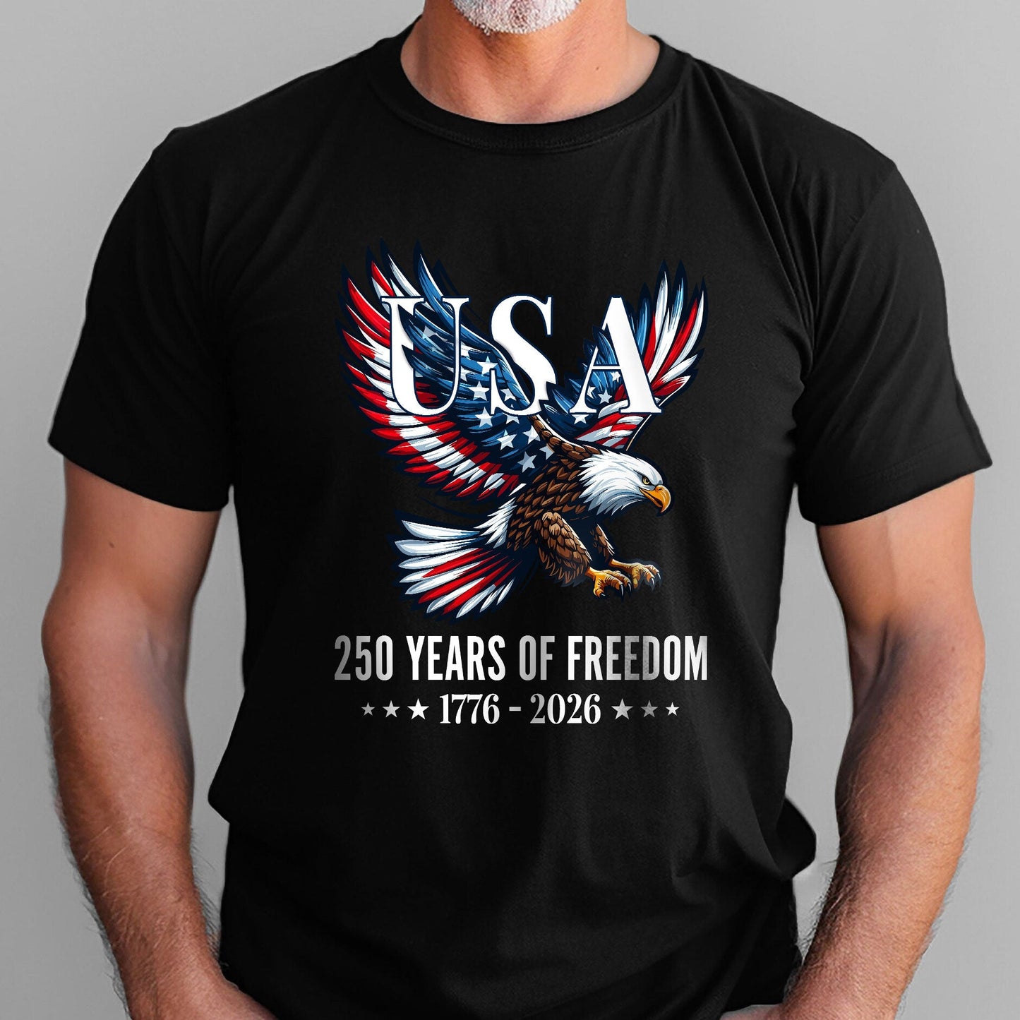 Bald Eagle Patriotic T-Shirt 250 Years of Freedom 1776-2026