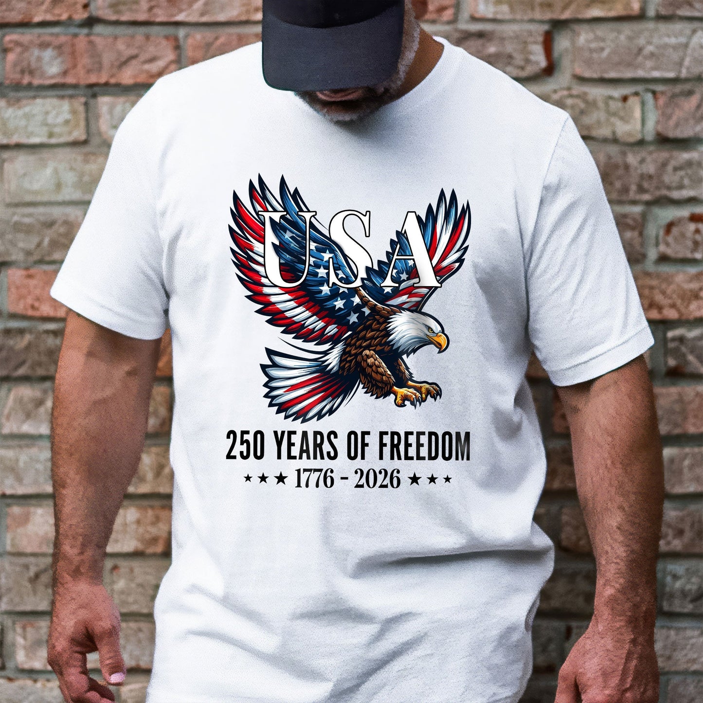 Bald Eagle Patriotic T-Shirt 250 Years of Freedom 1776-2026