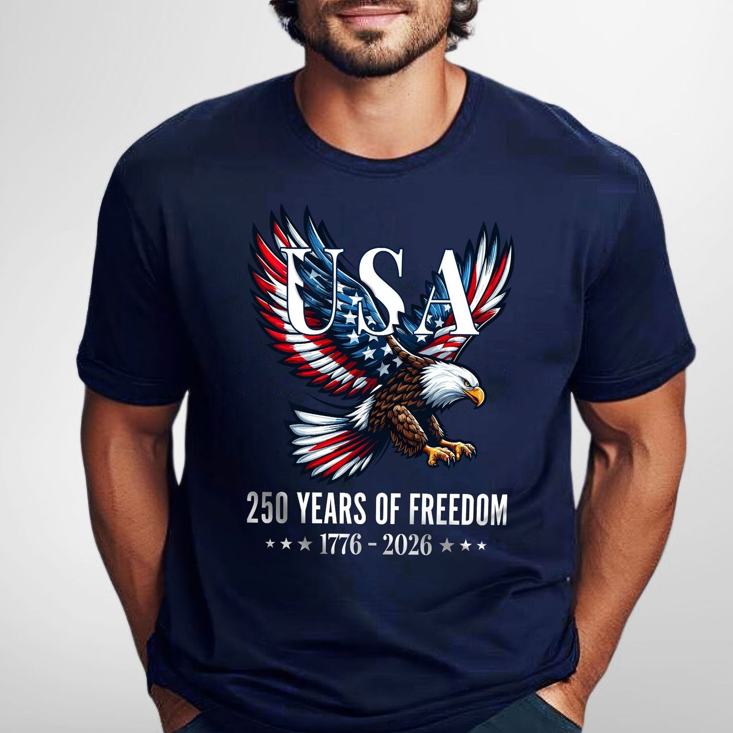 Bald Eagle Patriotic T-Shirt 250 Years of Freedom 1776-2026
