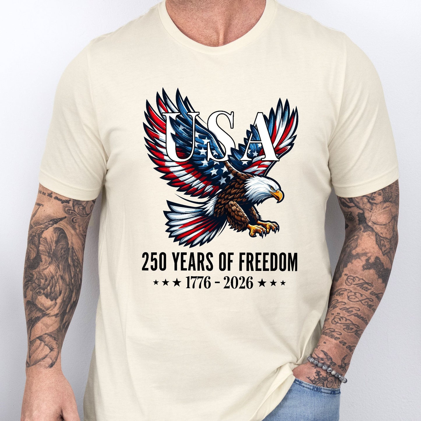 Bald Eagle Patriotic T-Shirt 250 Years of Freedom 1776-2026