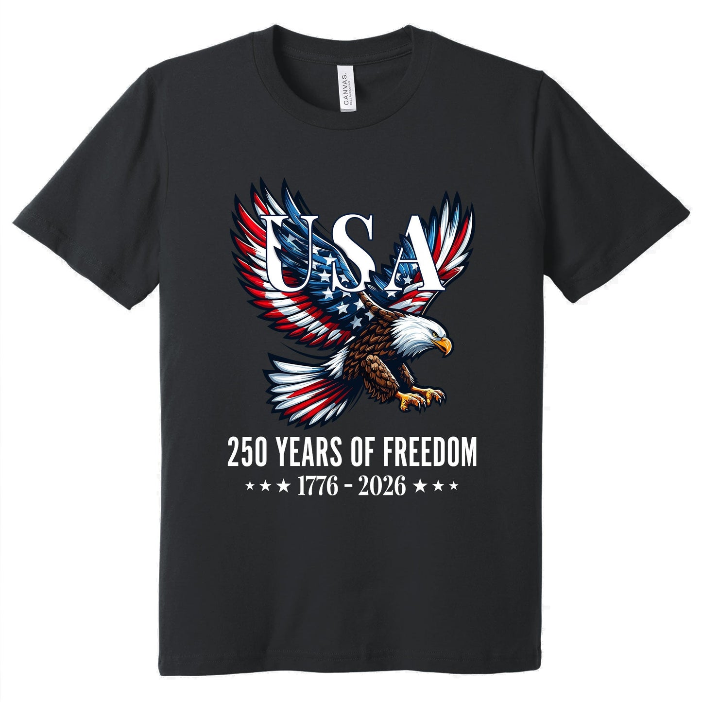 Bald Eagle Patriotic T-Shirt 250 Years of Freedom 1776-2026