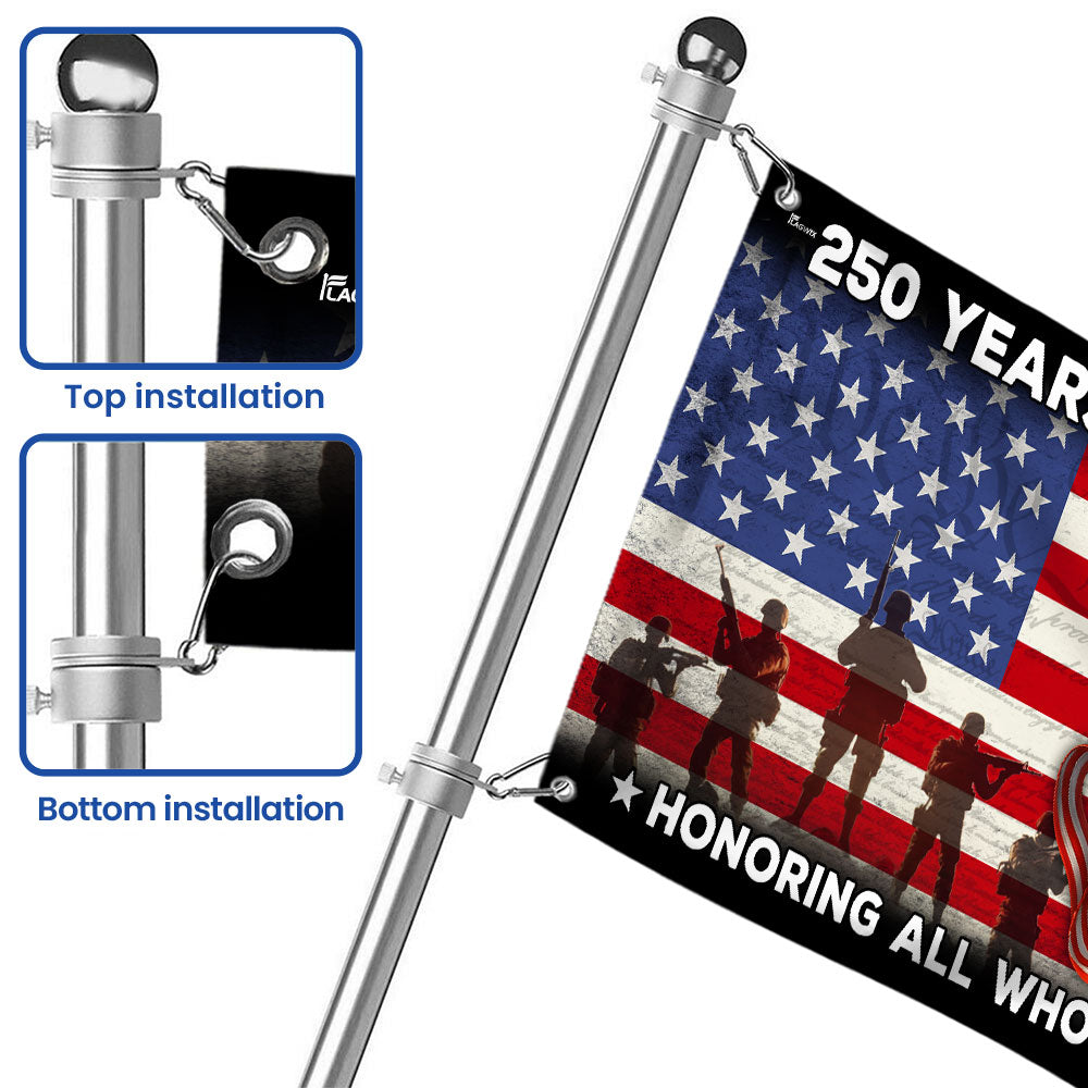 250 Years of Freedom Veterans Eagle Grommet Flag - Double-Sided Canvas