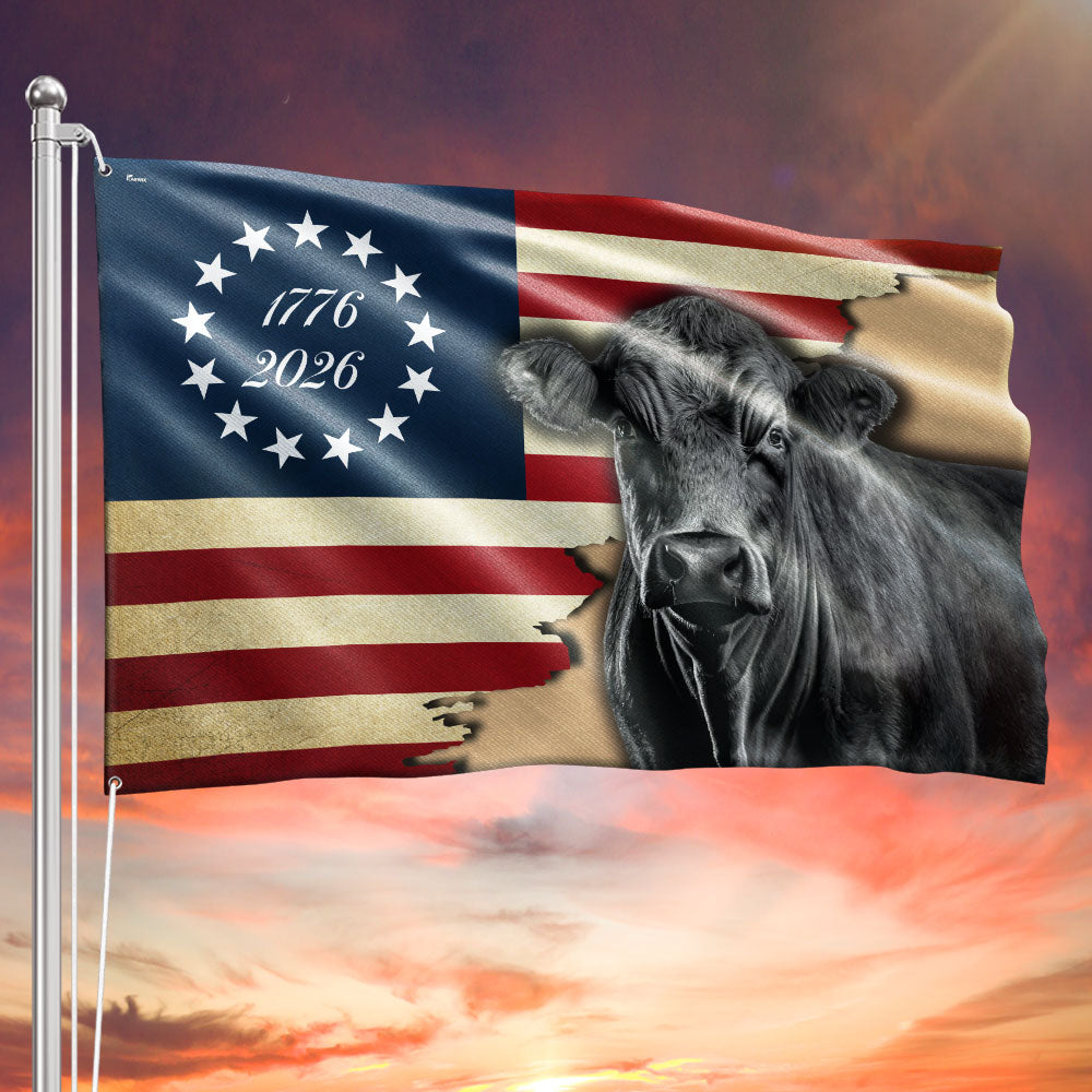 Black Angus Cattle Grommet Flag for Farm Life