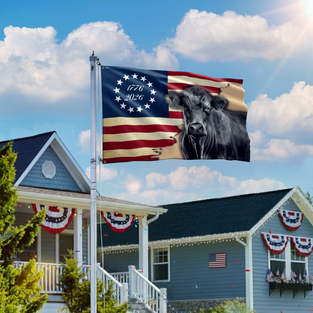 Black Angus Cattle Grommet Flag for Farm Life