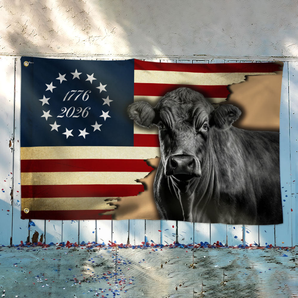 Black Angus Cattle Grommet Flag for Farm Life