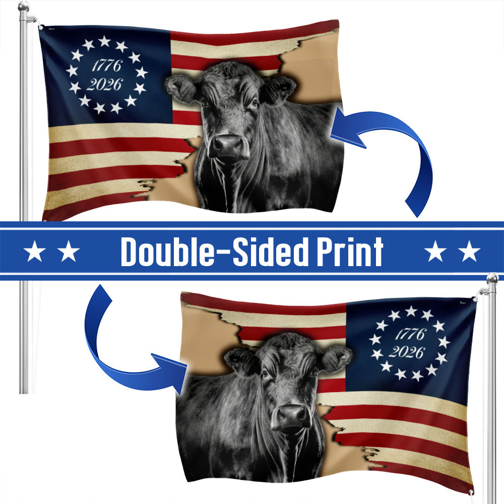 Black Angus Cattle Grommet Flag for Farm Life