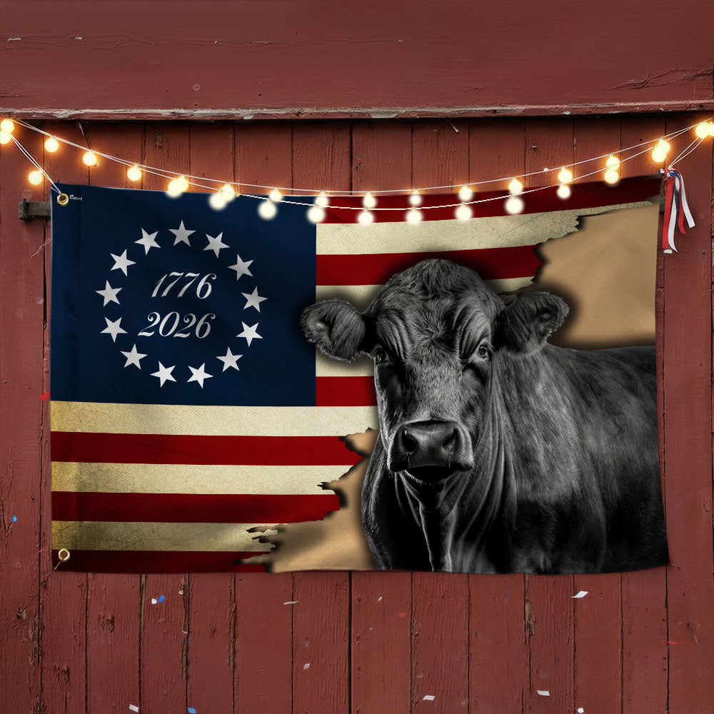Black Angus Cattle Grommet Flag for Farm Life