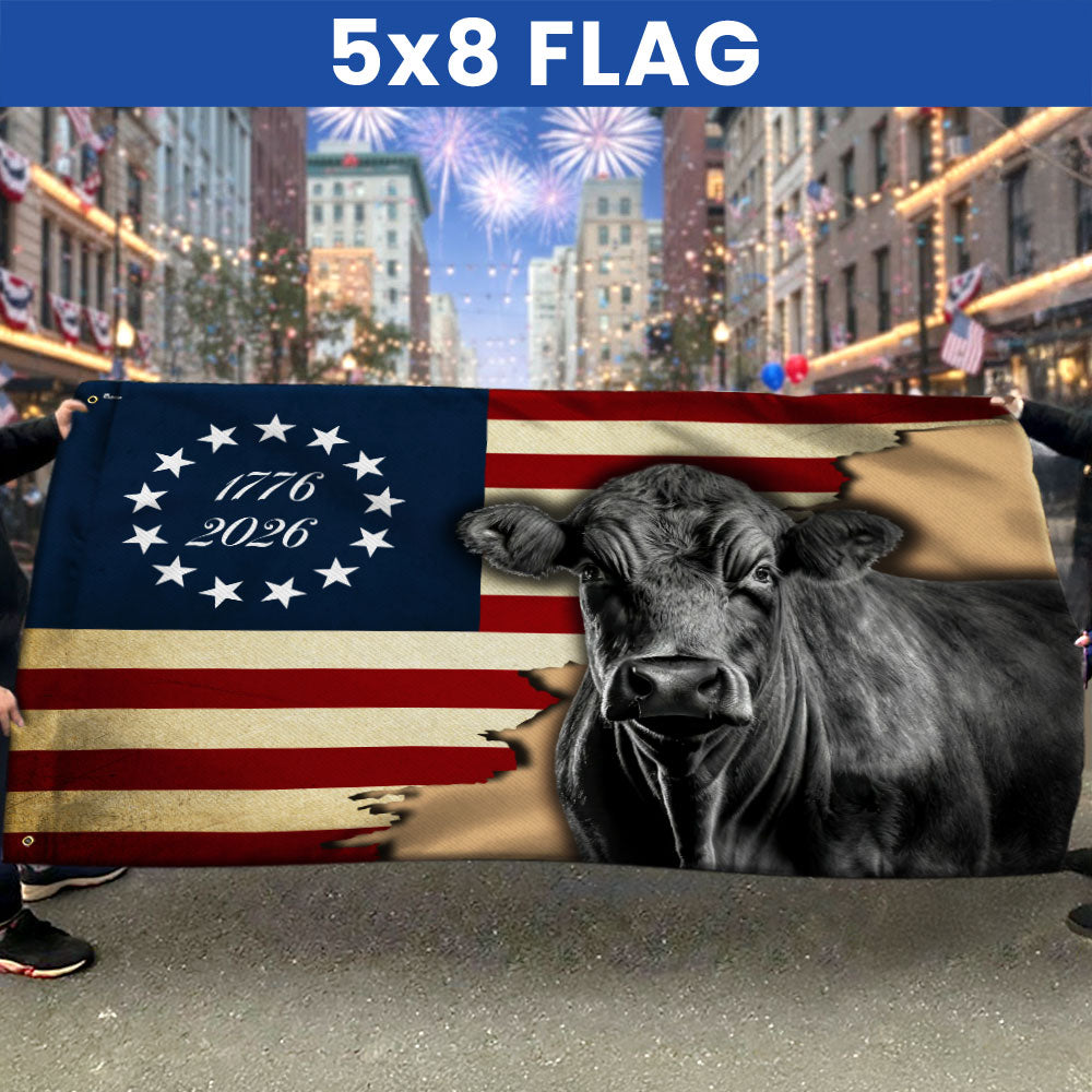 Black Angus Cattle Grommet Flag for Farm Life