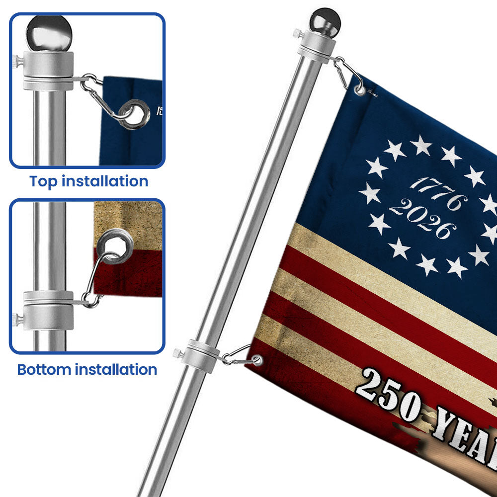 250 Years Strong American Horse Flag - Double-Sided Canvas with Grommets