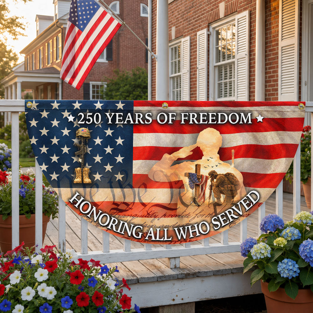 Vintage Battlefield Fan Flag Honoring Veterans 250 Years of Freedom
