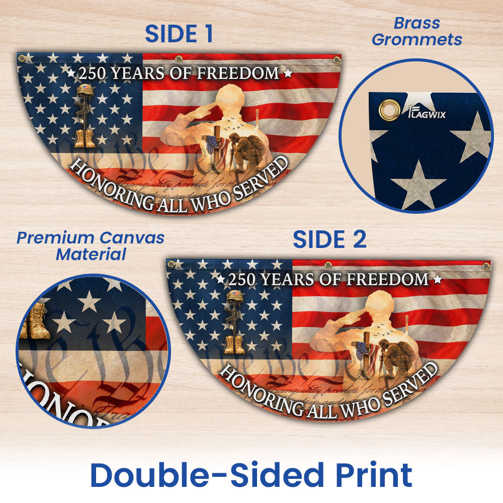 Vintage Battlefield Fan Flag Honoring Veterans 250 Years of Freedom