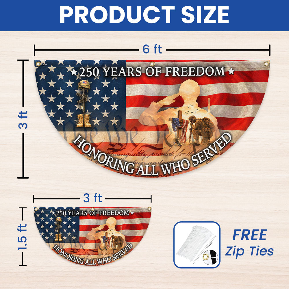 Vintage Battlefield Fan Flag Honoring Veterans 250 Years of Freedom