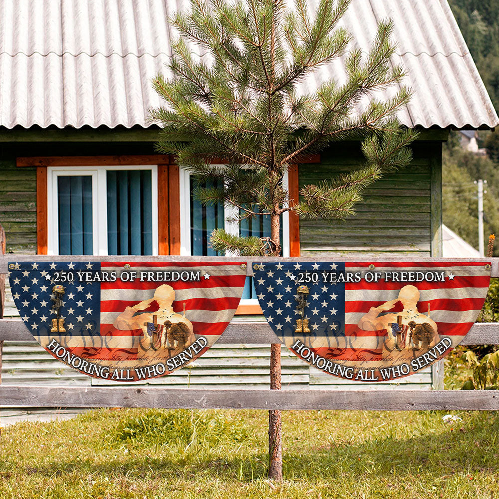 Vintage Battlefield Fan Flag Honoring Veterans 250 Years of Freedom