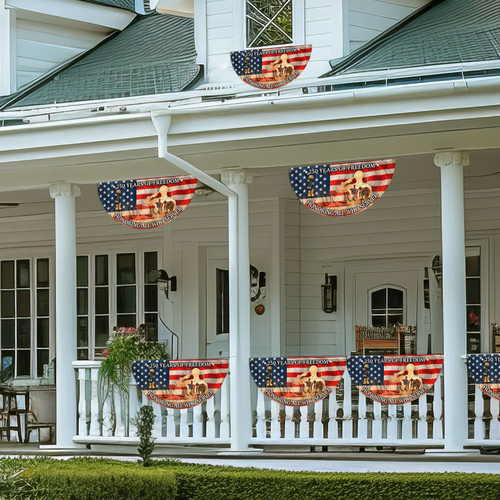 Vintage Battlefield Fan Flag Honoring Veterans 250 Years of Freedom