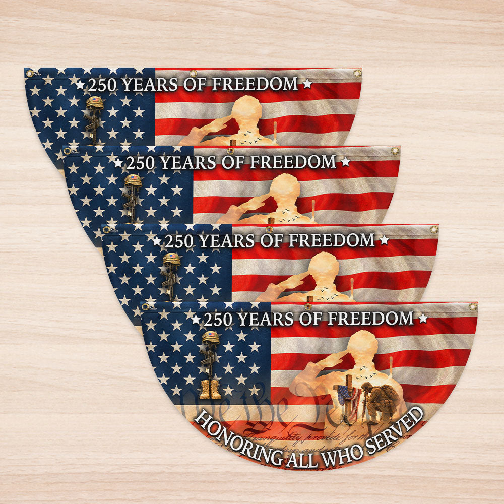 Vintage Battlefield Fan Flag Honoring Veterans 250 Years of Freedom