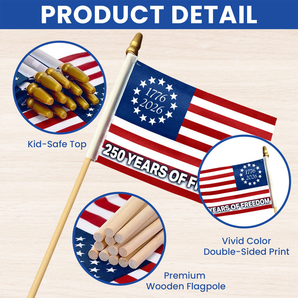 Betsy Ross Handheld American Flag - 4x6 Inch Mini Flag