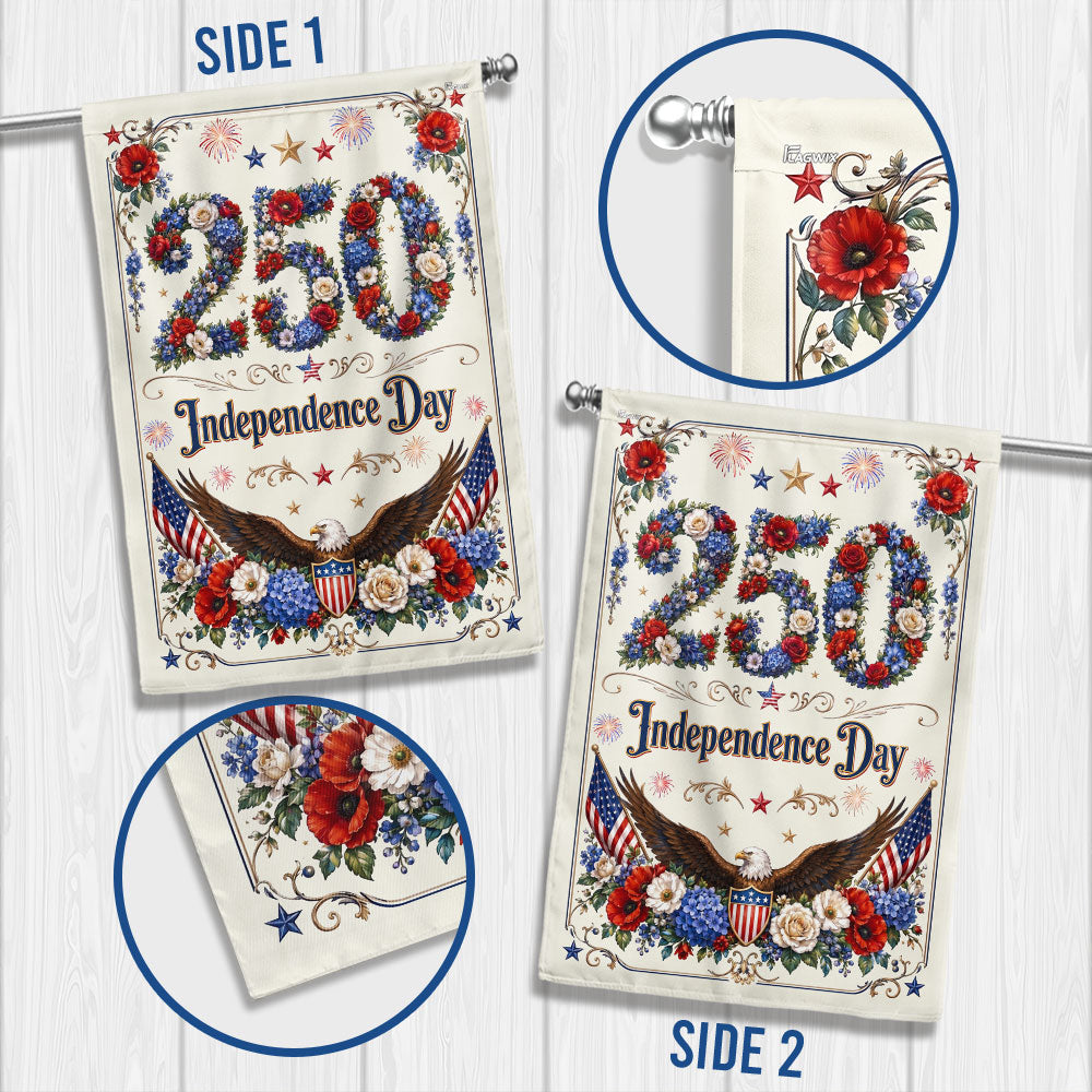 Patriotic Eagle Canvas Flag - Independence Day Rose Shield Design