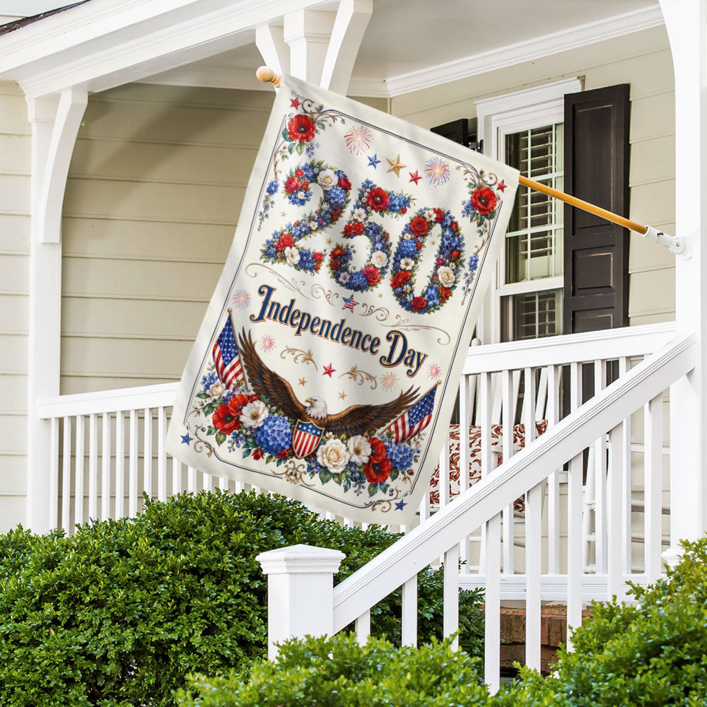 Patriotic Eagle Canvas Flag - Independence Day Rose Shield Design