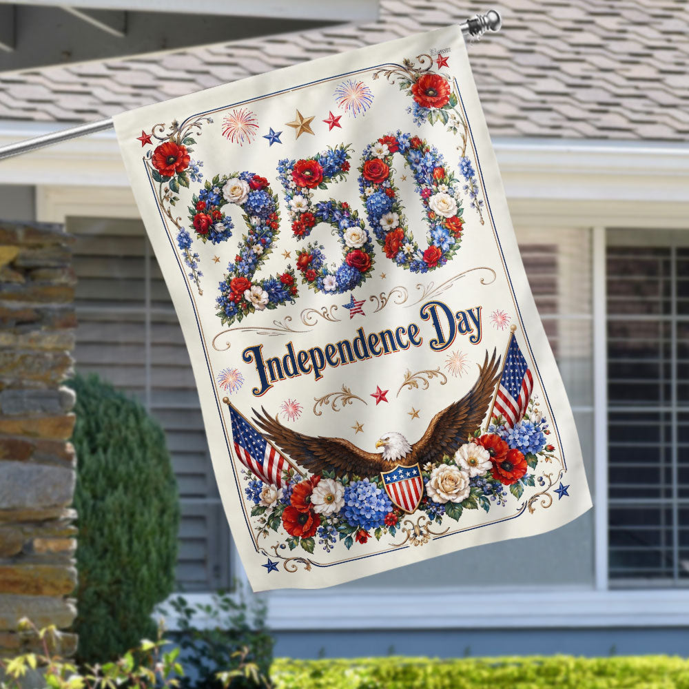 Patriotic Eagle Canvas Flag - Independence Day Rose Shield Design