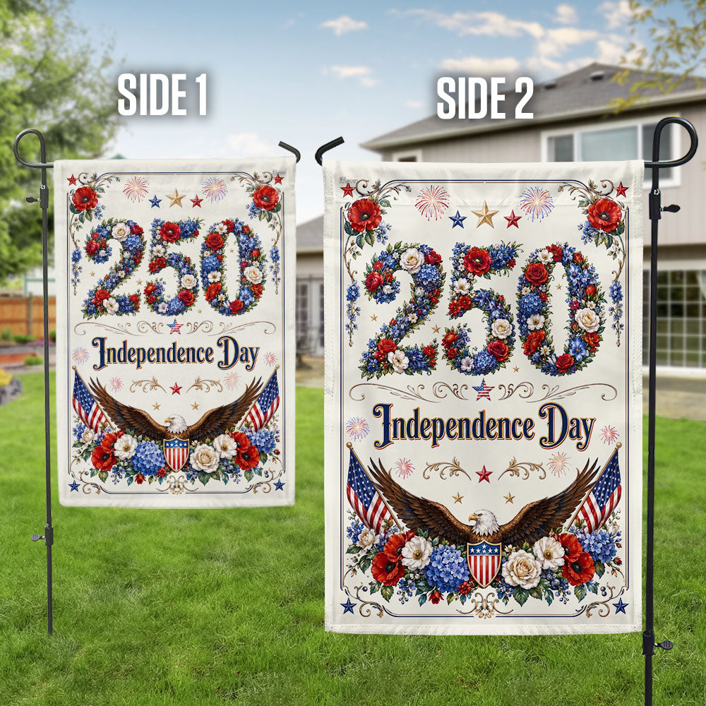 Patriotic Eagle Canvas Flag - Independence Day Rose Shield Design