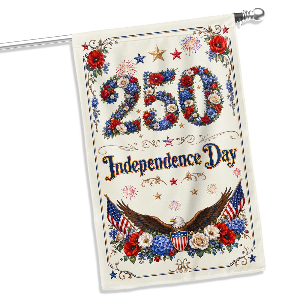 Patriotic Eagle Canvas Flag - Independence Day Rose Shield Design
