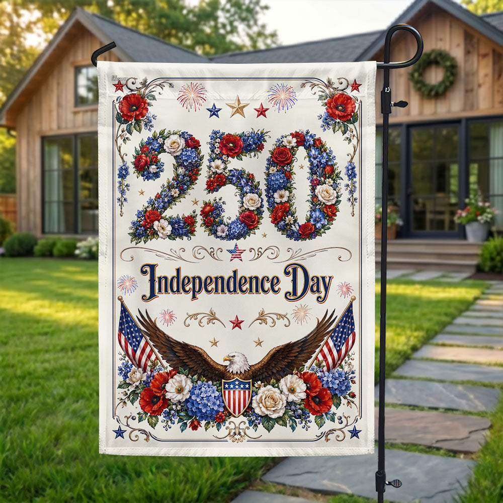 Patriotic Eagle Canvas Flag - Independence Day Rose Shield Design