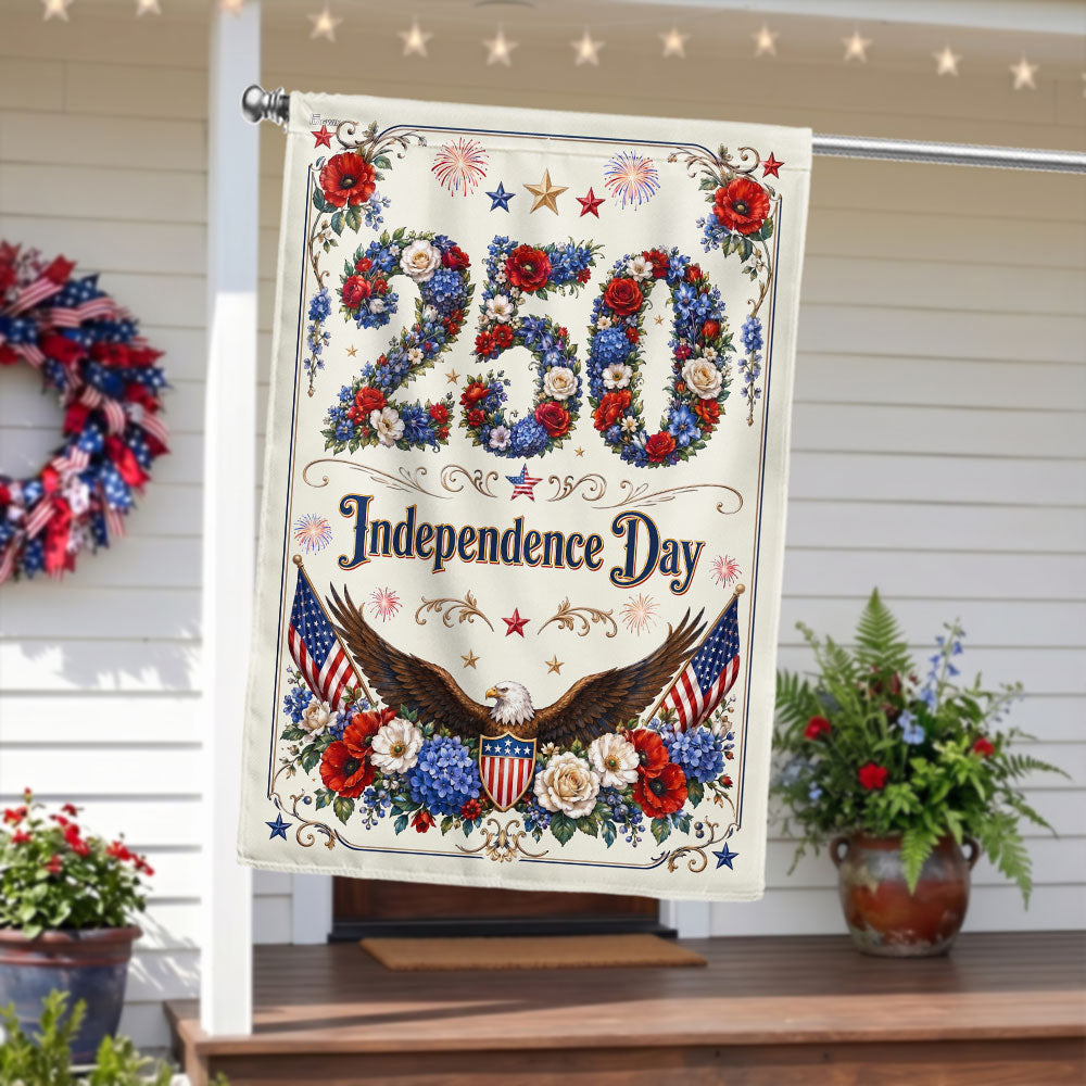 Patriotic Eagle Canvas Flag - Independence Day Rose Shield Design