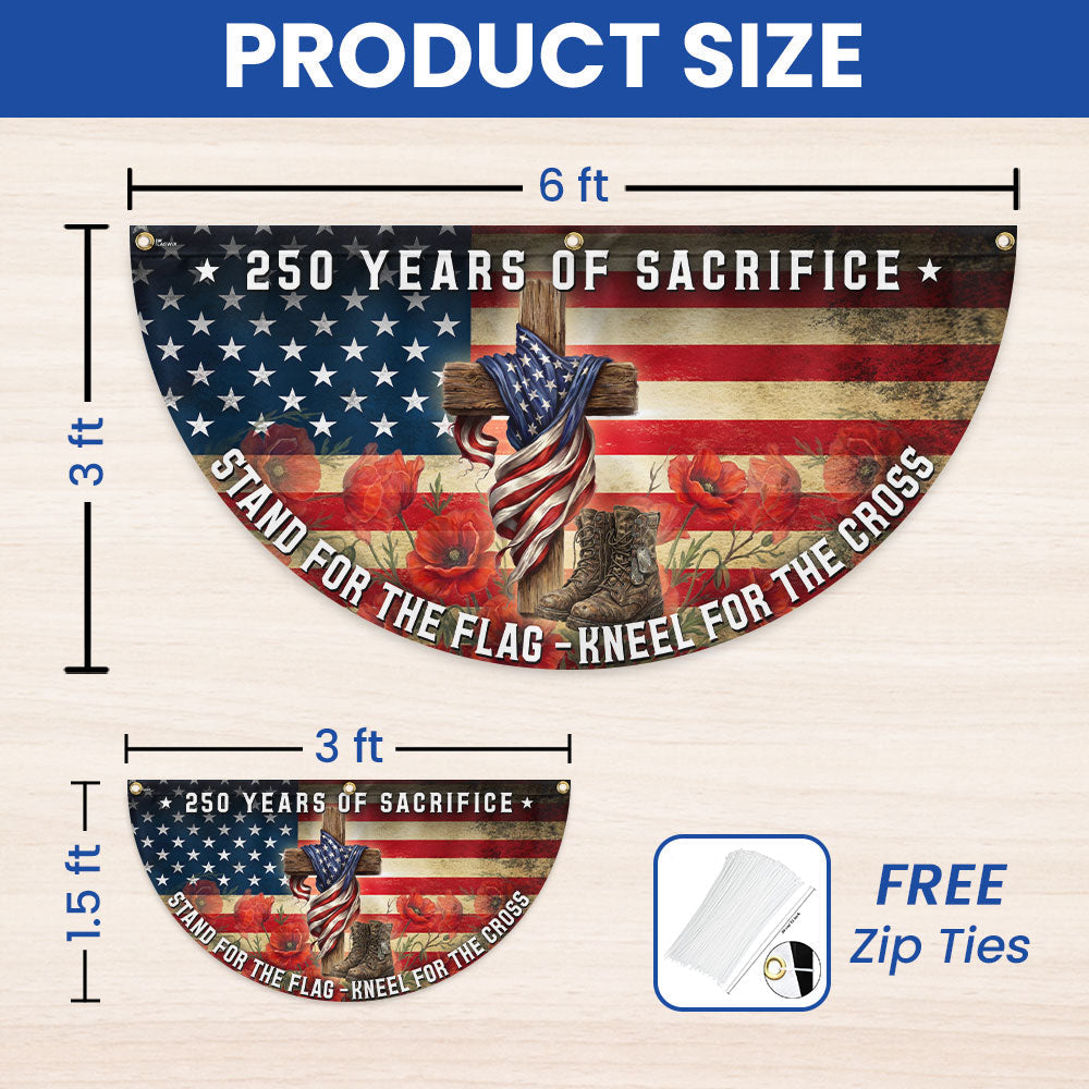 Red Poppy Vintage Fan Flag 250 Years of Sacrifice Cross Design