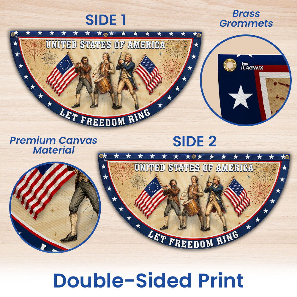 Retro American Spirit of 76 Fan Flag - Durable Canvas, Double-Sided Design