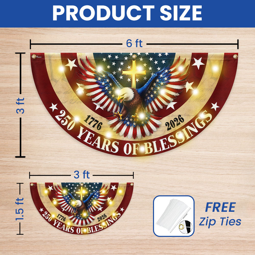 Christian Eagle Cross Solar LED Fan Flag 250 Years of Blessings