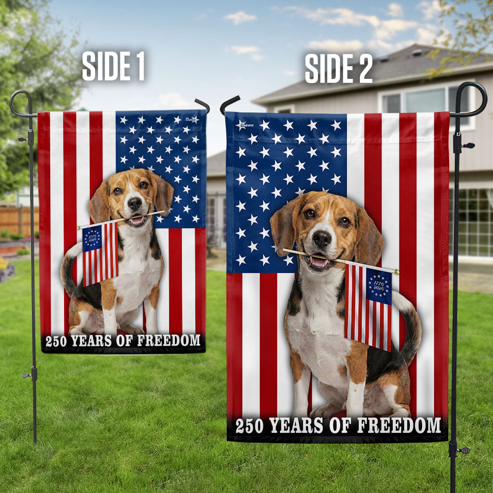 Beagle Dog American Flag - 250 Years of Freedom, Double-Sided Canvas Flag
