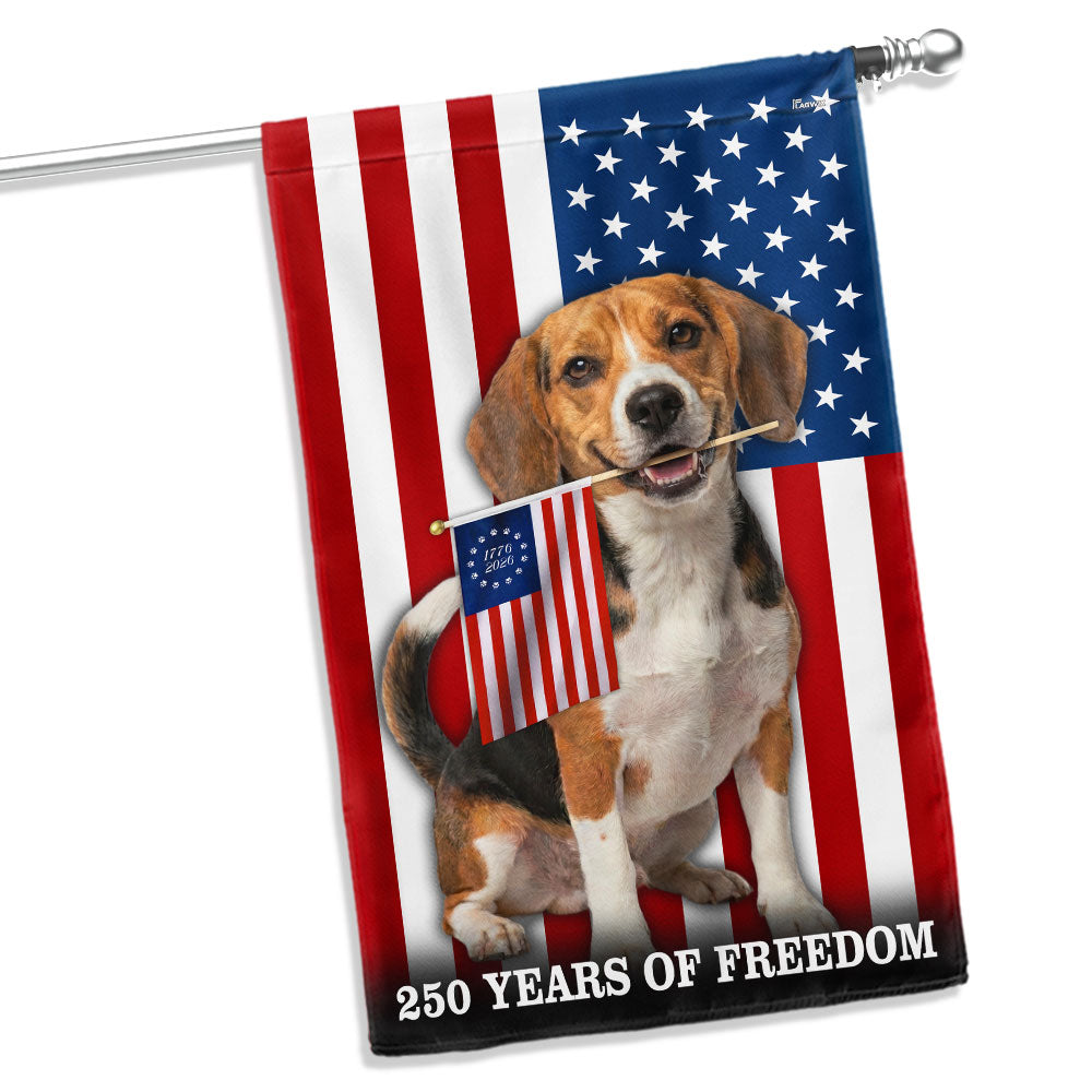 Beagle Dog American Flag - 250 Years of Freedom, Double-Sided Canvas Flag