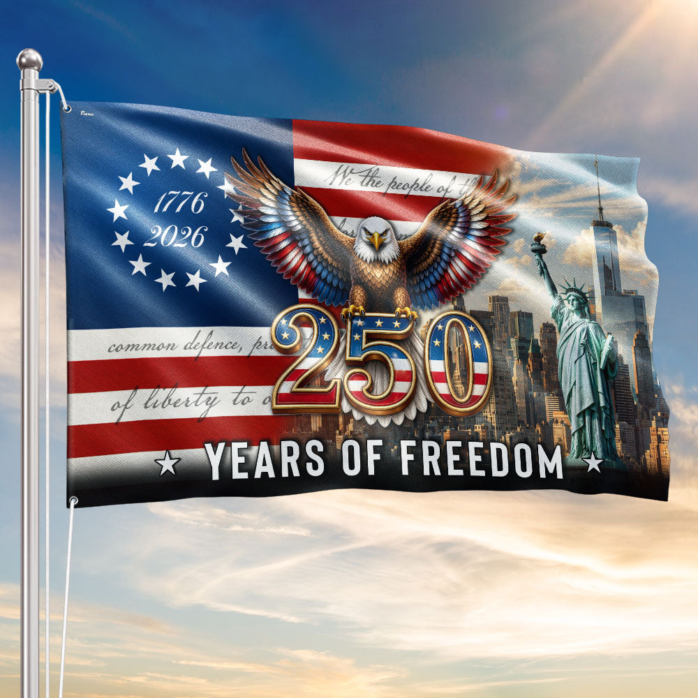 Betsy Ross Grommet Flag - 250 Years of Freedom, Double-Sided Canvas
