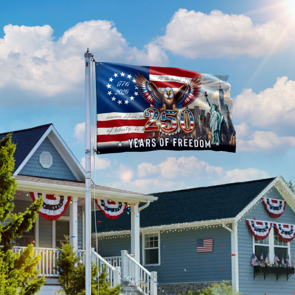 Betsy Ross Grommet Flag - 250 Years of Freedom, Double-Sided Canvas