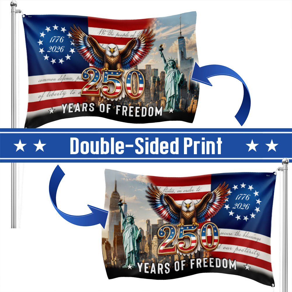 Betsy Ross Grommet Flag - 250 Years of Freedom, Double-Sided Canvas
