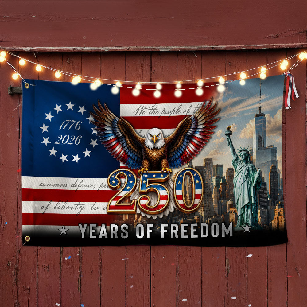 Betsy Ross Grommet Flag - 250 Years of Freedom, Double-Sided Canvas