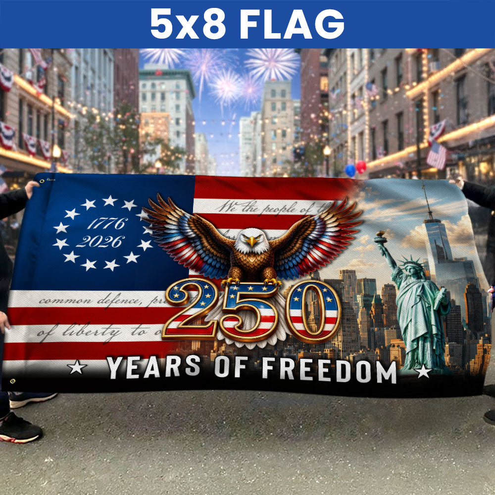 Betsy Ross Grommet Flag - 250 Years of Freedom, Double-Sided Canvas