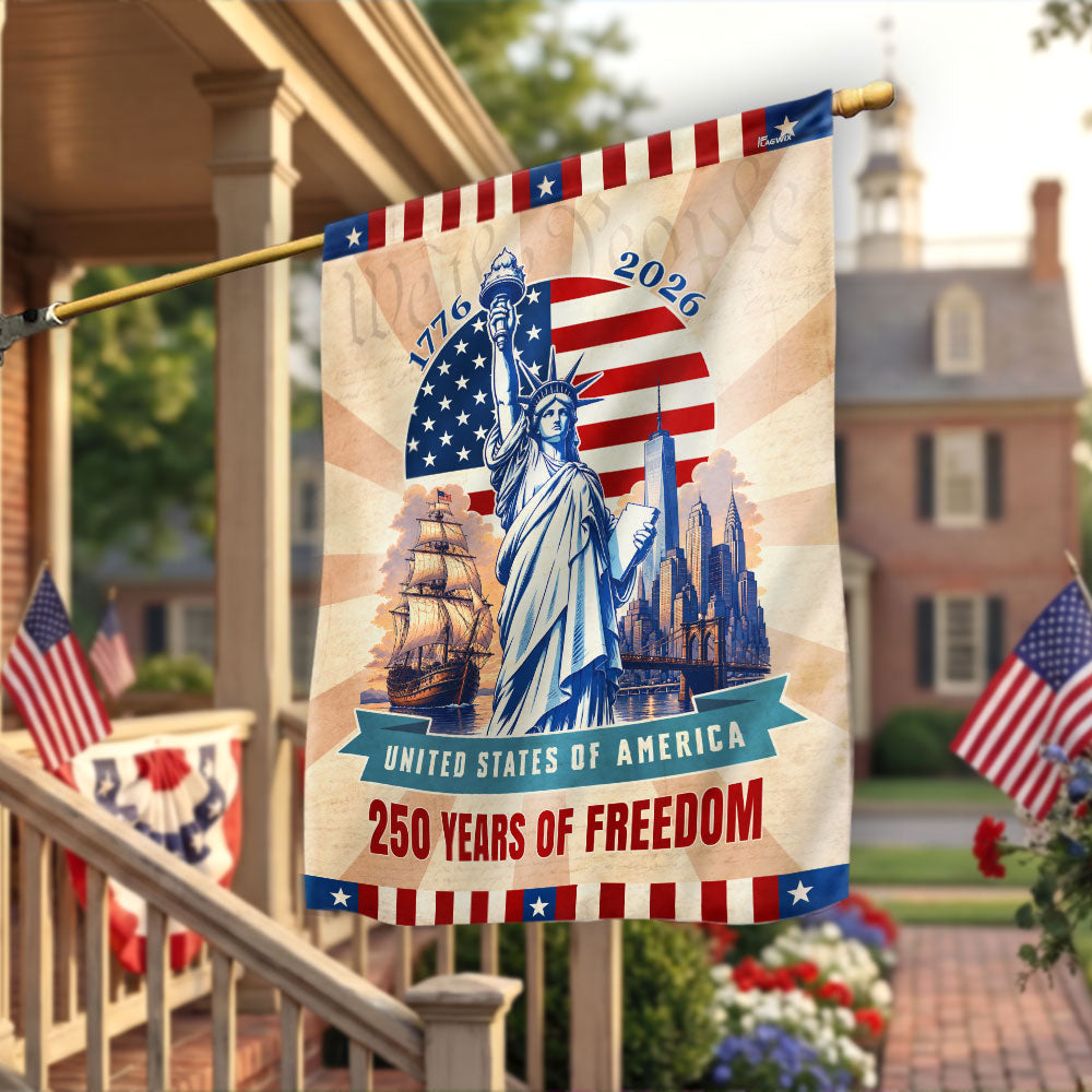 Vintage American Flag - 250 Years of Freedom Liberty Canvas Flag