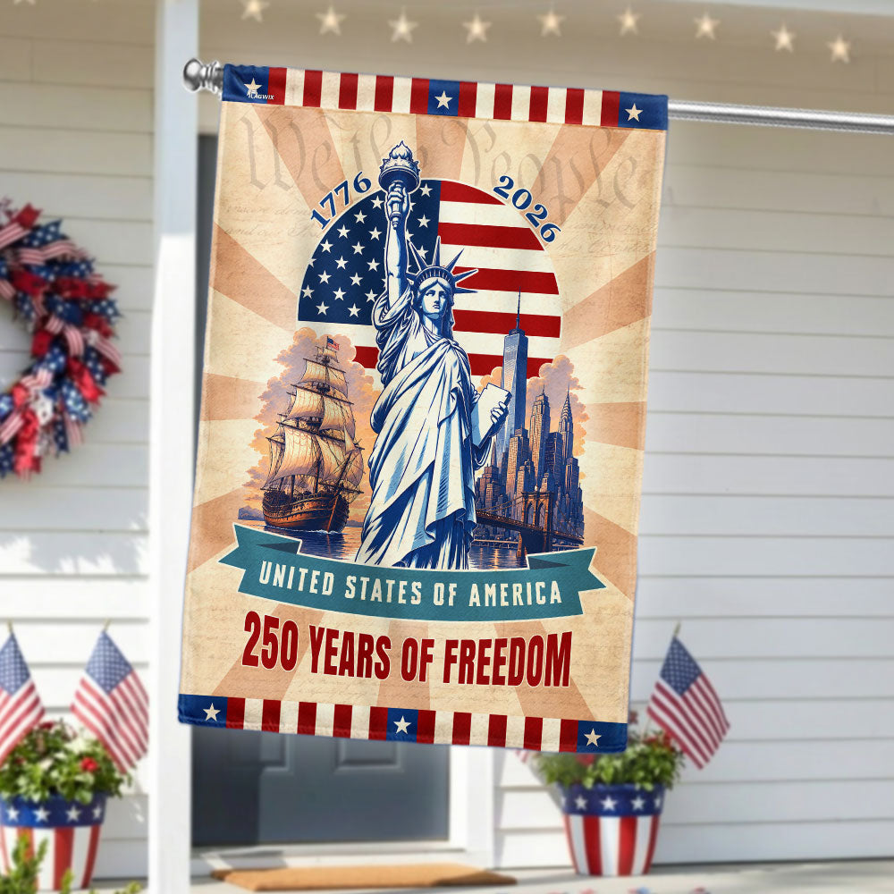 Vintage American Flag - 250 Years of Freedom Liberty Canvas Flag