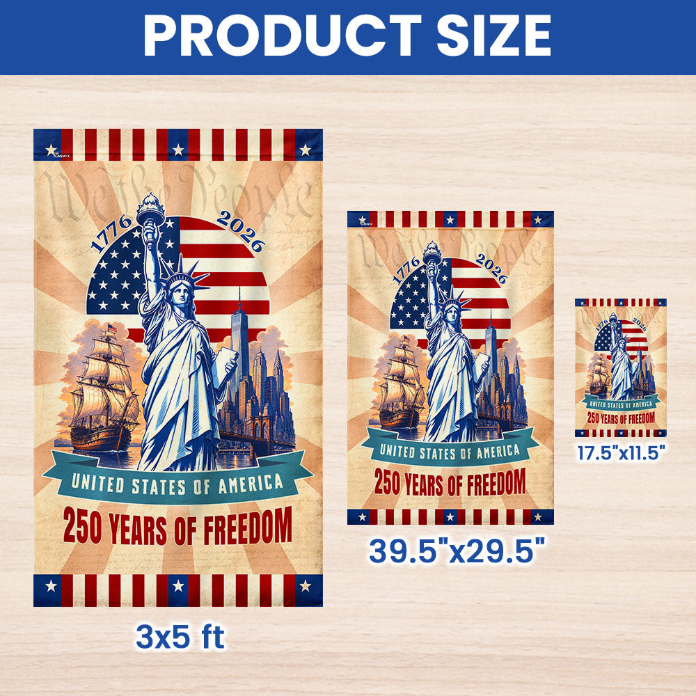 Vintage American Flag - 250 Years of Freedom Liberty Canvas Flag