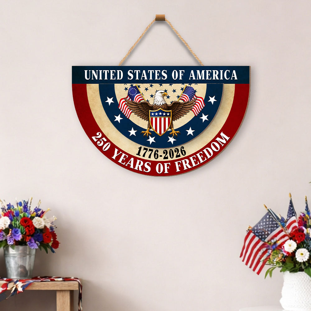 Betsy Ross Patriotic Eagle Wooden Hanging Sign